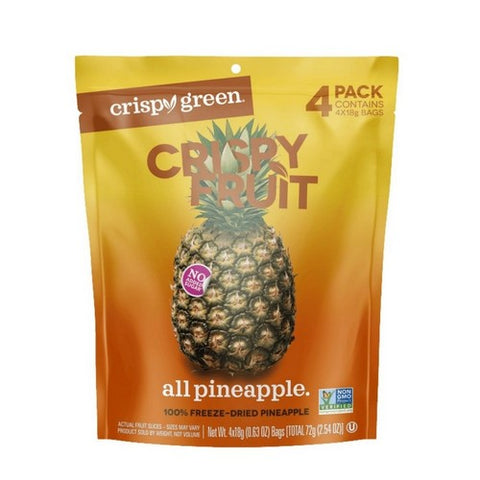Crispy Green, All Pineapple Freeze Dried Fruit, 4 Count Crispy Green