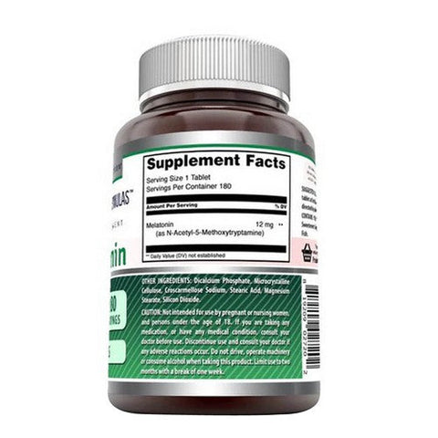Amazing Nutrition, Amazing Formulas Melatonin, 12 mg, 180 Tabs