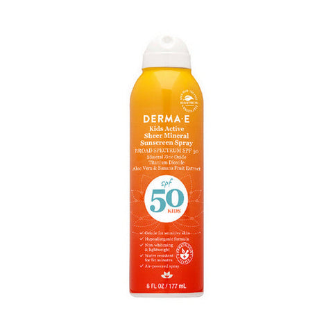 Derma e, Kids Active Sheer Mineral Sunscreen Spray SPF50, 6 Oz