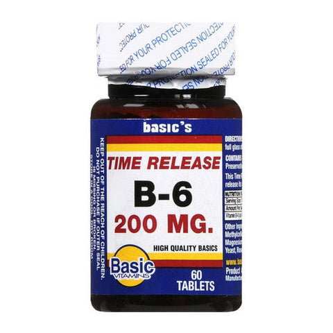 Basic Vitamins, Time Release B-6, 200 Mg, 60 Tabs Basic Vitamins