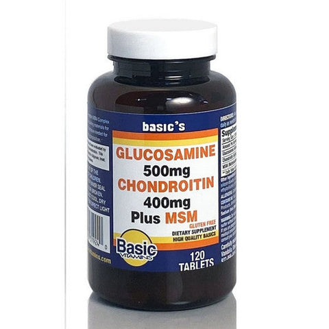 Basic Vitamins, Glucosamine Chondroitin Plus MSM, 120 Tabs Basic Vitamins