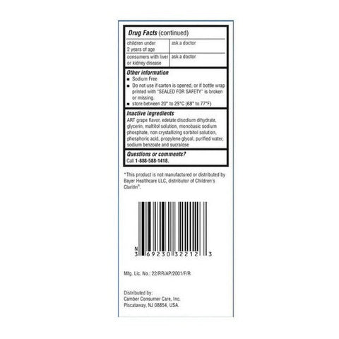 Camber, Childrens Loratadine Oral Solution, 5 Mg, 4 Oz Camber