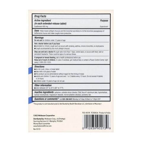 Foster And Thrive, Mucus Relief Guaifenesin Extended, 600 Mg, 20 Tabs