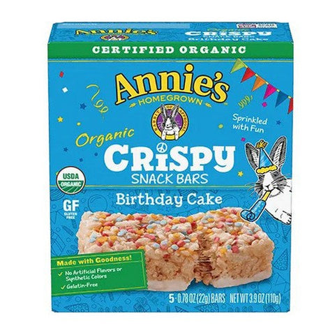 Annie's Homegrown, Organic Crispy Birthday Cake Snack Bars, 3.9 Oz (Case Of 8)