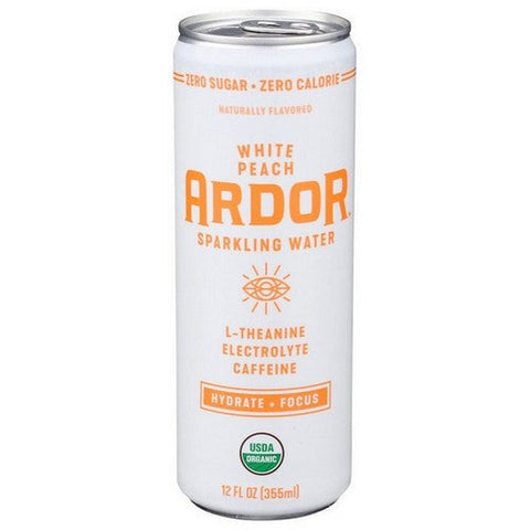 Ardor Organic, White Peach Sparkling Water, 12 Oz(Case Of 12)