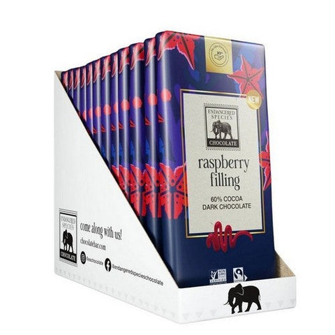 Endangered Species, Cocoa Dark Chocolate Raspberry Filling, 3 Oz(Case Of 12) Endangered Species