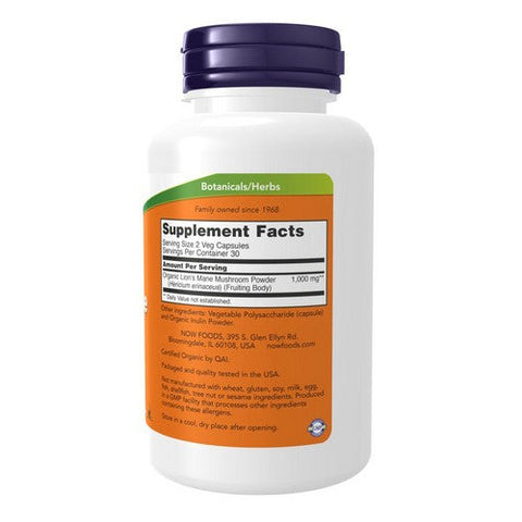 Now Foods, Organic Lions Mane Mushroom, 60 VegCaps