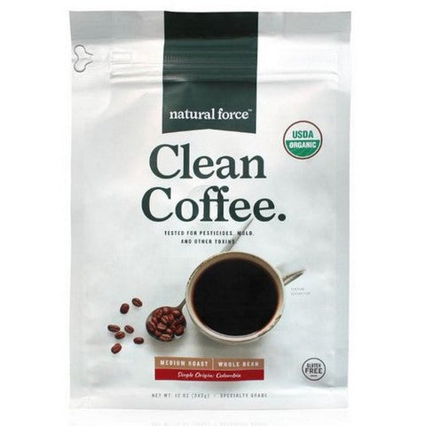 Natural Force, Clean Coffee Regular Medium Roast Whole Bean, 12 Oz