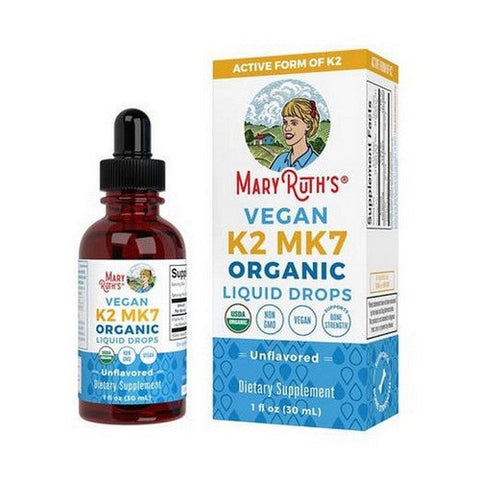 قطرات سائلة غير منكهة من ماري روث، نباتية عضوية K2 (MK7)، 1 أونصة