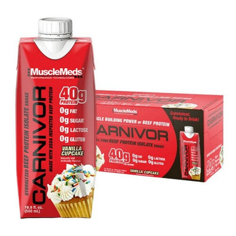 JST WRK Energy, MuscleMeds Carnivor Vanilla Cupcake, 12 Count
