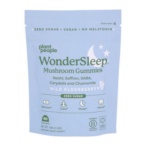 Plant People, WonderSleep Mushroom Gummies Wild Elderberry, 60 Count Plant People