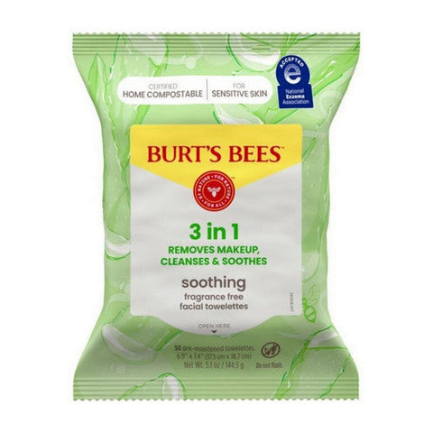 Burts Bees, Sensitive Facial Cleansing Towelettes With Cotton Extract, 10 Count