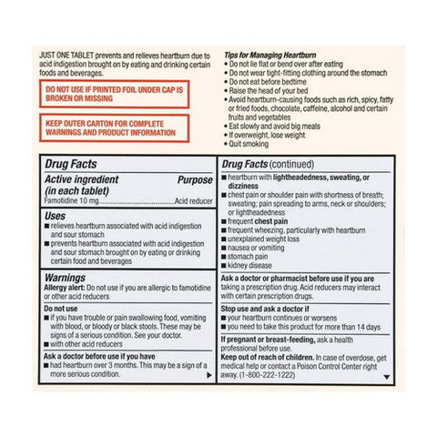 Foster And Thrive, Original Strength Acid Reducer, 10 Mg, 60 Tabs