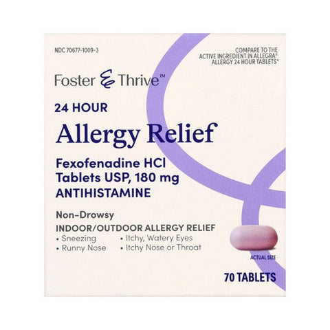 Foster And Thrive, 24 Hour Allergy Relief Fexofenadine Hci Usp, 180 Mg, 70 Tabs Foster And Thrive