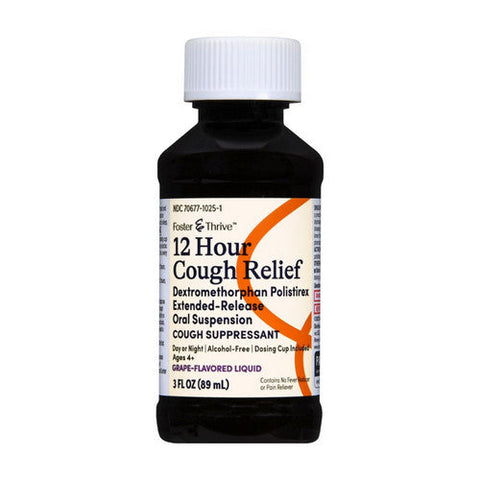 Foster And Thrive, 12 Hour Cough Relief Extended Release Oral Suspension Grape, 3 Oz Foster And Thrive