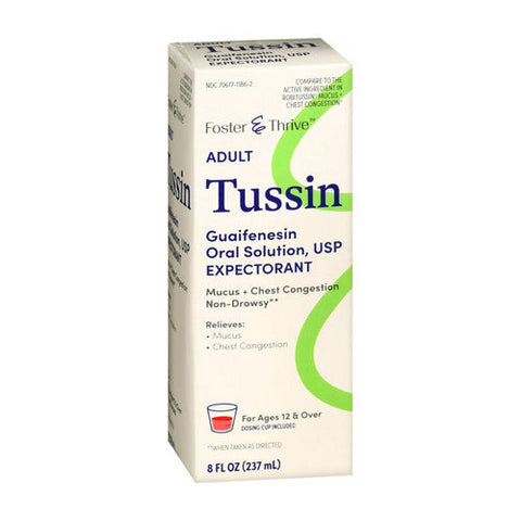 Foster And Thrive, Adult Tussin Guaifenesin Oral Solution Usp, 8 Oz Foster And Thrive