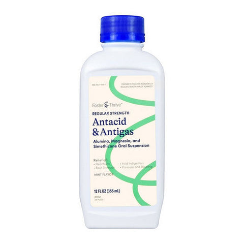 Foster And Thrive, Regular Strength Antacid And Antigas Alumina Magnesia And Simethicone Oral Suspension Mint, 12 Oz Foster And Thrive