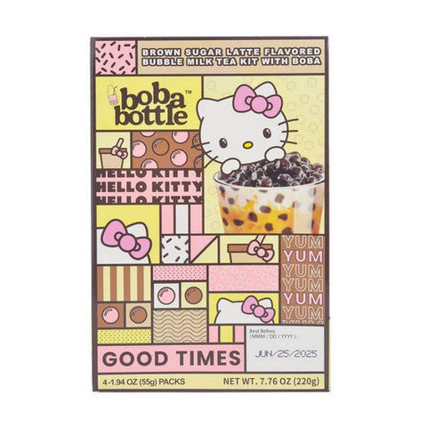 شركة A-Sha Foods، مجموعة Hello Kitty Boba Kit بنكهة لاتيه السكر البني، 7.76 أونصة (عبوة من 12 قطعة)