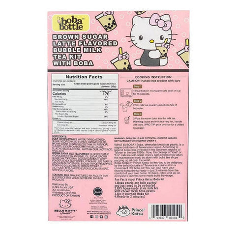 شركة A-Sha Foods، مجموعة Hello Kitty Boba Kit بنكهة لاتيه السكر البني، 7.76 أونصة (عبوة من 12 قطعة)