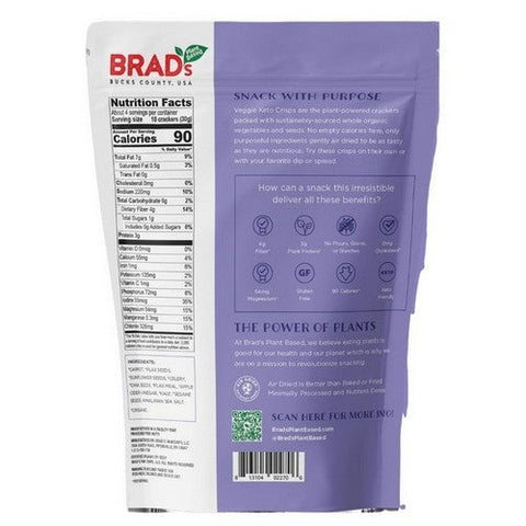 Brads Plant Based, Organic Sea Salt Keto Veggie Crisps, 4 Oz (Case Of 6)