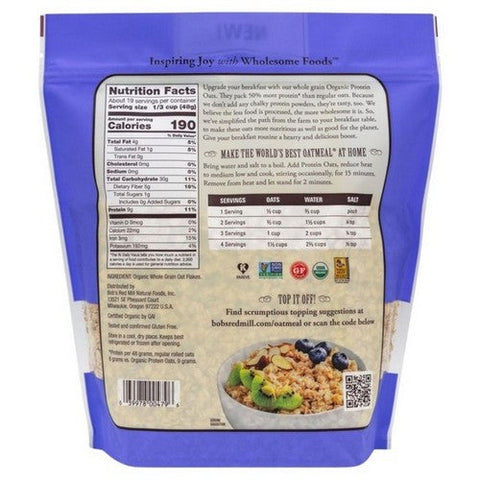 Bobs Red Mill, Protein Oats Gluten Free And Organic, 32 Oz (Case Of 4)