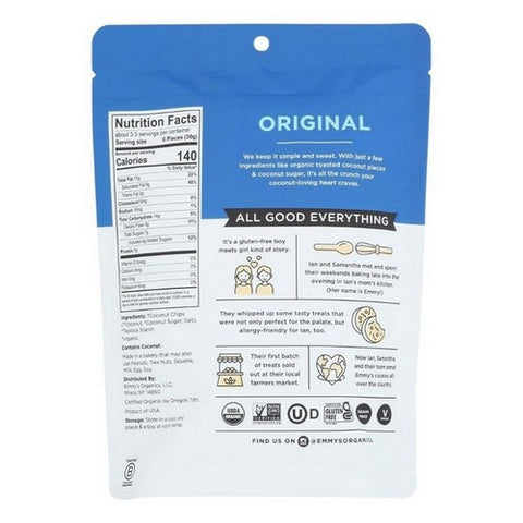 إيمي أورجانيكس، رقائق جوز الهند المقرمشة الأصلية، 3.5 أونصة (عبوة من 6 قطع)