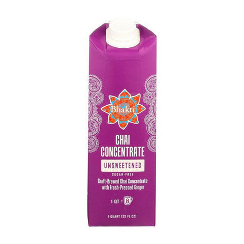 Bhakti Chai, Craft Brewed Chai Concentrate With Fresh Pressed Ginger, 32 Oz (Case Of 6)