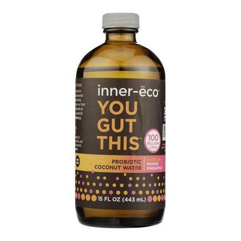 Inner Eco, Mango Pineapple Sparkling Probiotic Coconut Water, 15 Oz (Case Of 4)