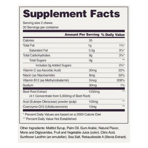 Snap Supplements, Heart Beets Chews Mixed Berry, 60 Count