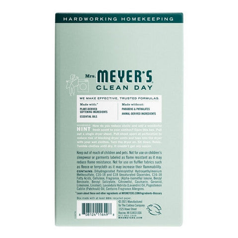 مناديل تجفيف الملابس من ماركة Mrs. Meyers Clean Day، بنقشة خشب البتولا، 80 منديلًا