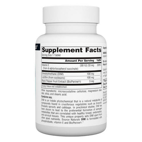 Source Naturals, Dim, 100 MG, (Diindolylmethane) 60 Tabs