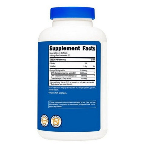 Nutricost, Omega-3 Softgels, 2500 Mg, 90 Count