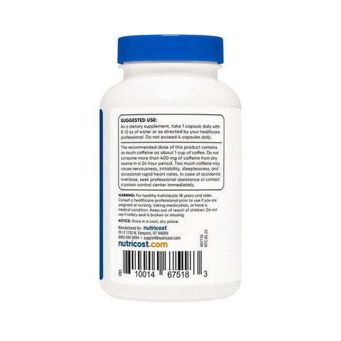 Nutricost, Caffeine Capsules, 100 Mg, 250 Count