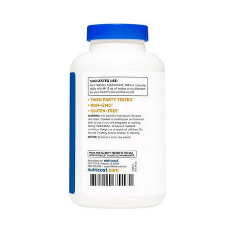 Nutricost, D-Aspartic Acid Capsules, 3000 Mg, 180 Count Nutricost