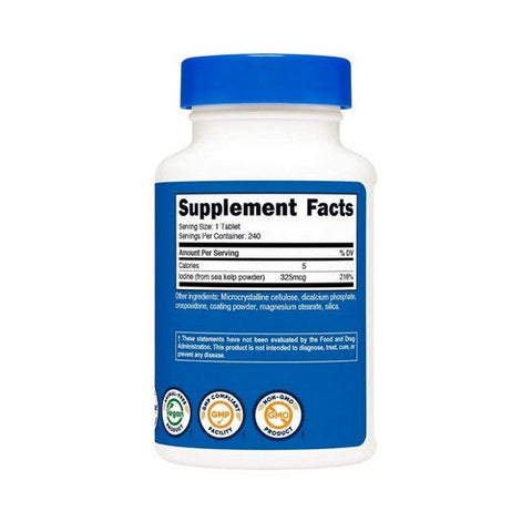 Nutricost, Iodine Tablets, 325 Mcg, 240 Count