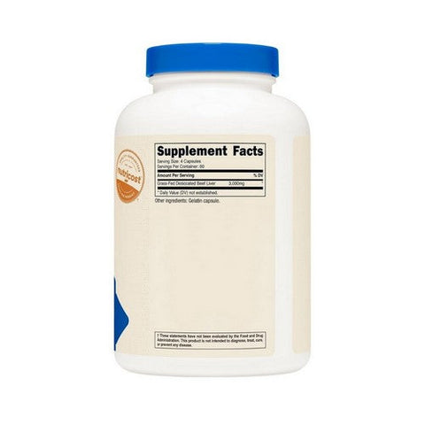 Nutricost, Grass-Fed Desiccated Beef Liver, 3000 Mg, 240 Caps