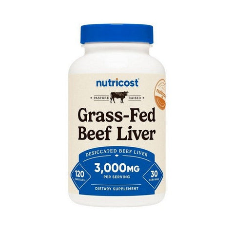 Nutricost, Grass-Fed Desiccated Beef Liver, 3000 Mg, 120 Caps