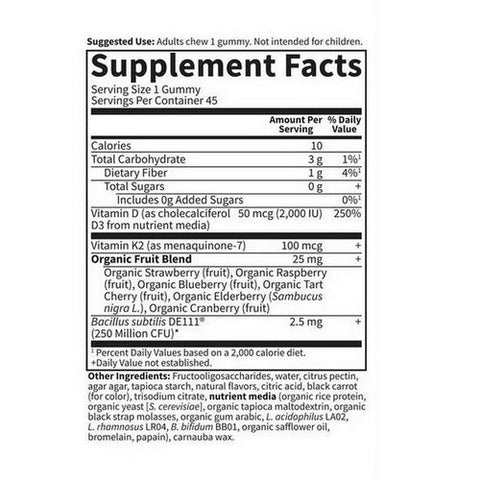 Garden of Life, Vitamin Code D3 and K2 Raspberry Lemon, 45 Count