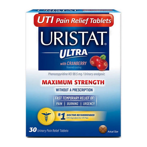 Uristat, Uti Pain Relief Tablets Ultra With Cranberry Flavored Coating, 30 Count Uristat