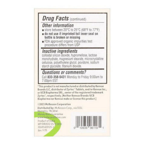 Foster And Thrive, All Day Allergy Cetirizine HCI, 10 Mg, 60 Tabs Foster And Thrive