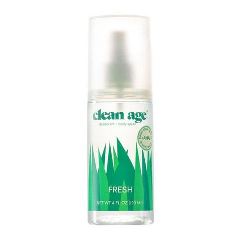 Clean Age, Deodorant Plus Body Spray Fresh, 4 Oz