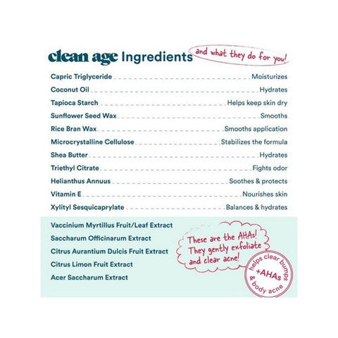 Clean Age, AHA Deodorant For Teens Fresh Scent, 2.25 Oz
