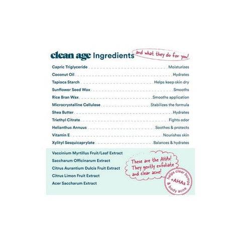 Clean Age, AHA Solid Deodorant For Teens Oasis, 2.25 Oz