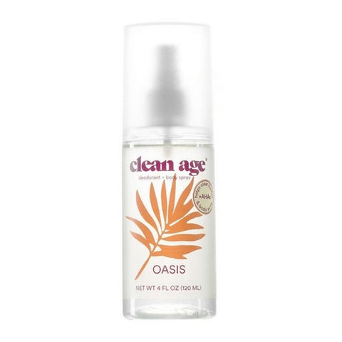 Clean Age, Deodorant Plus Body Spray Oasis, 4 Oz