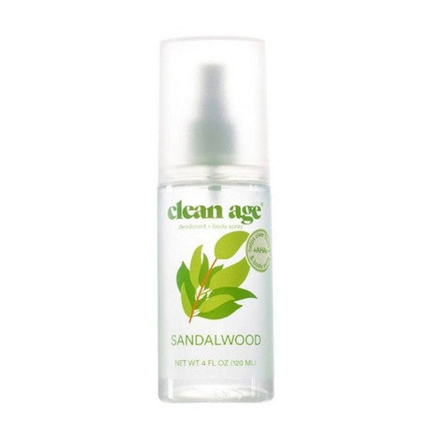 Clean Age, Deodorant Plus Body Spray Sandalwood, 4 Oz