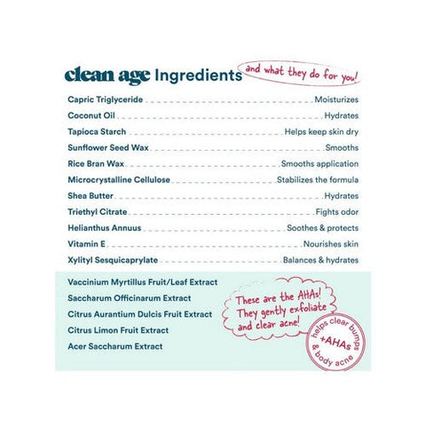 Clean Age, AHA Solid Deodorant For Teens Citrus, 2.25 Oz