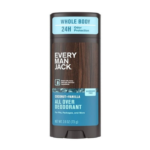 Every Man Jack, All Over Solid Deodorant Coconut Plus Vanilla, 2.6 Oz Every Man Jack