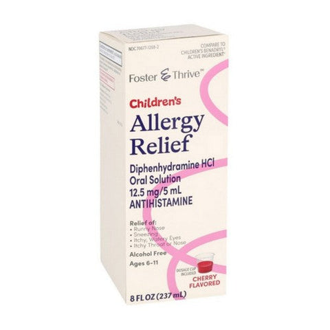 Foster And Thrive, Children's Allergy Relief Diphenhydramine HCl Cherry, 12.5 Mg, 8 Oz Foster And Thrive