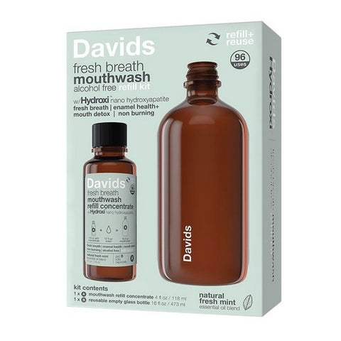 Hydroxi Fresh Breath Mouthwash Refill Kit with Nano Hydroxyapatite Mint 20 Oz by Davids
