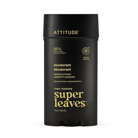 Men's Amber And Citrus Super Leaves Deodorant 2.64 Oz by Attitude